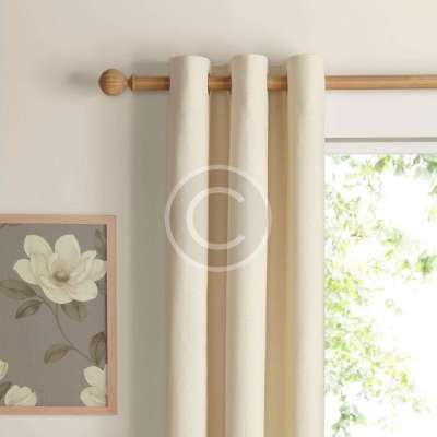Salla Ecru Plain Woven Eyelet Lined Curtains